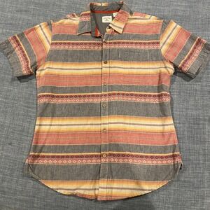 Rebel James & Charli Mens Southwestern Stripe Cotton Short Sleeve Shirt Medium